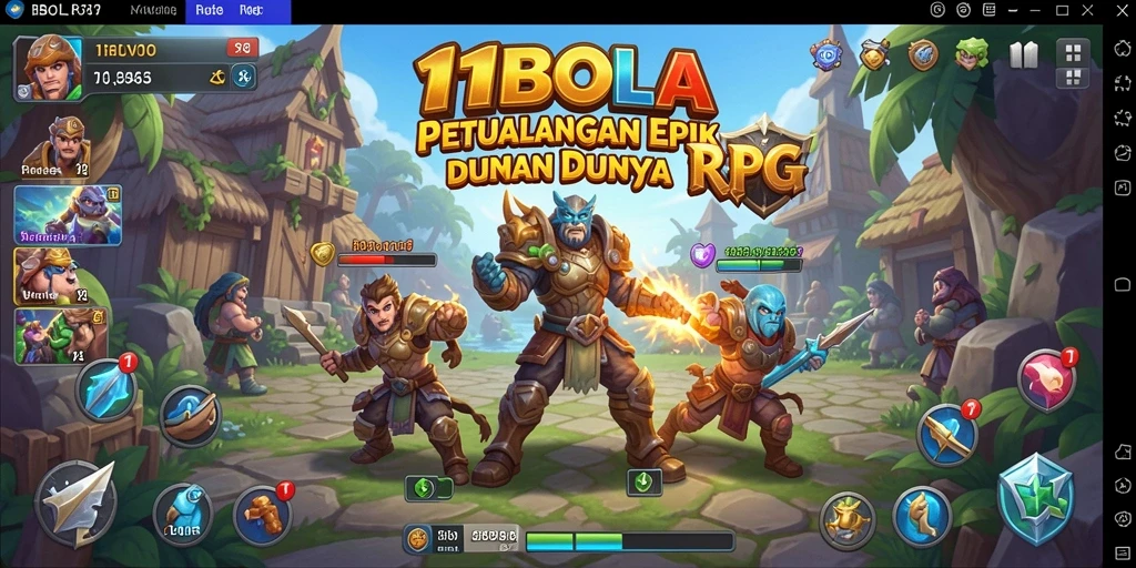 Tampilan gameplay menarik di 11BOLA dengan pertarungan RPG yang seru.