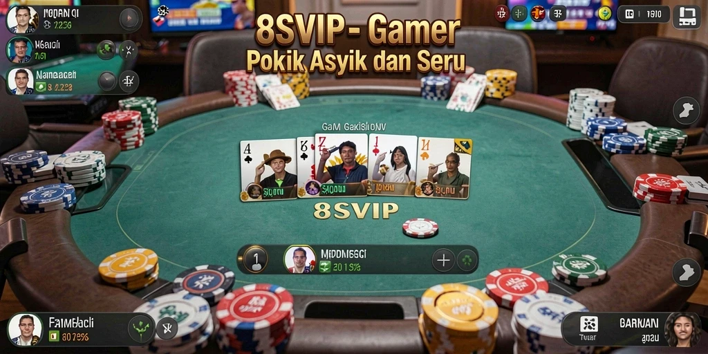Tampilan gameplay Poker seru di 8SVIP dengan pemain aktif.