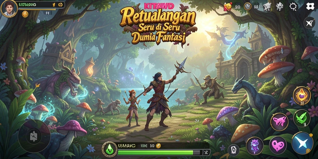 Screenshot gameplay menunjukkan petualangan seru di dunia fantasi.