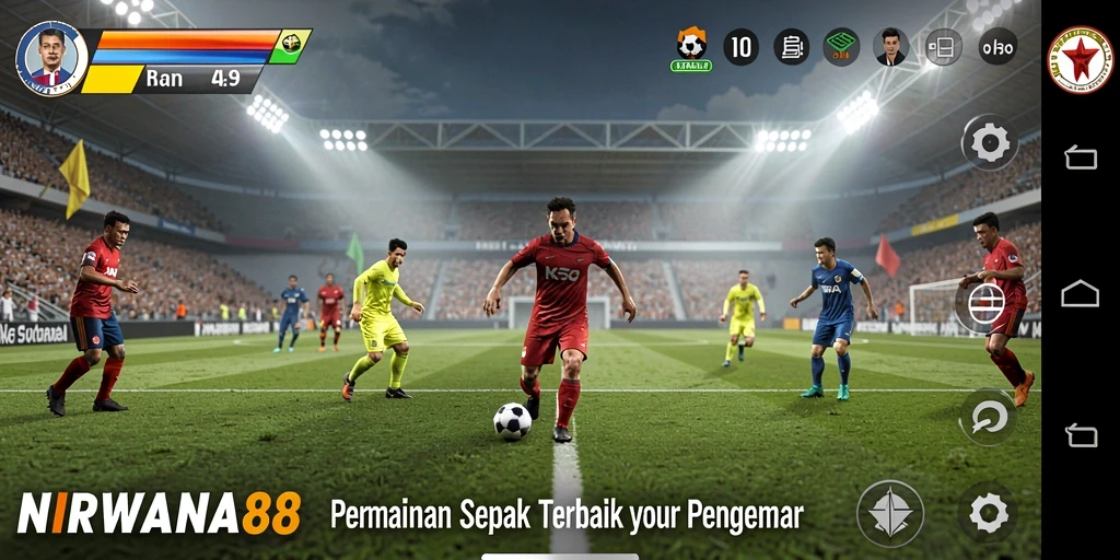 Tampilan gameplay menarik dari NIRWANA88 dengan aksi sepak bola yang intens.