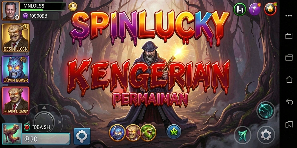 Tangkapan layar menunjukkan suasana menakutkan dari gameplay SPINLUCKY.